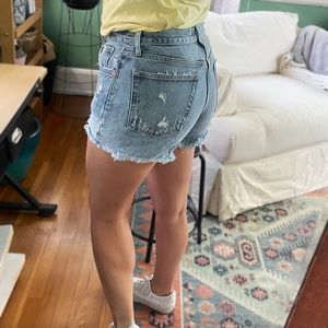 AGOLDE Parker Button Fly Cut Off Denim Shorts Distressed